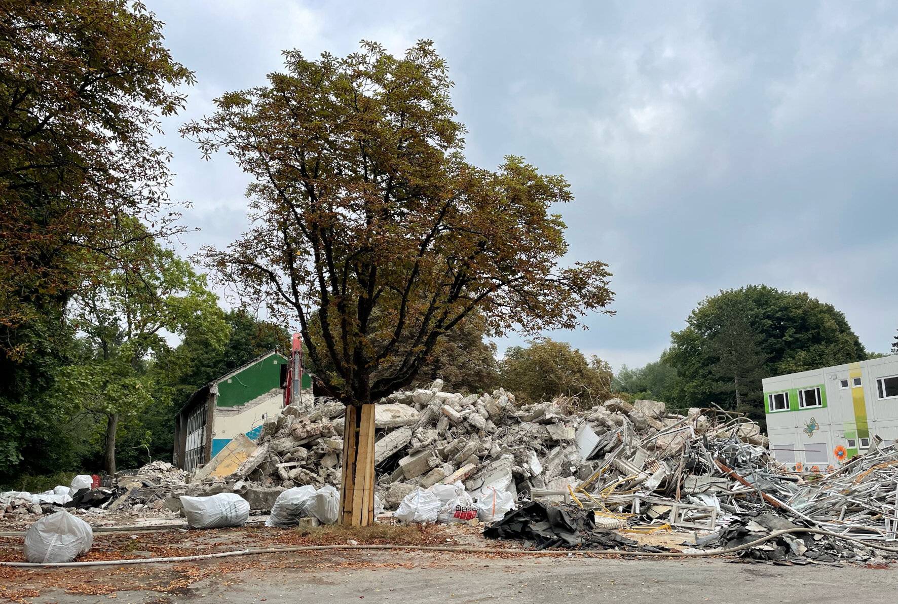 Abriss des ehemaligen Schulgebäudes an der Freiheitstraße