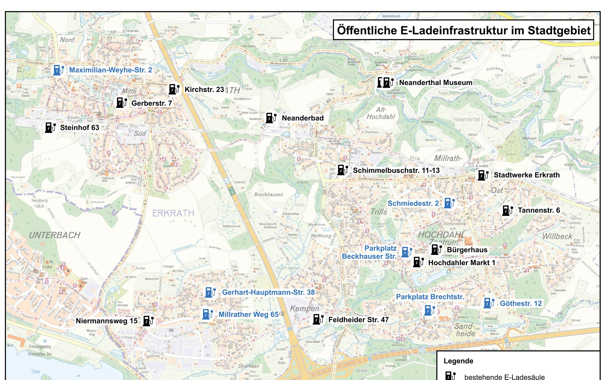 Elektromobilität: Weitere öffentliche E-Ladesäulen für Erkrath