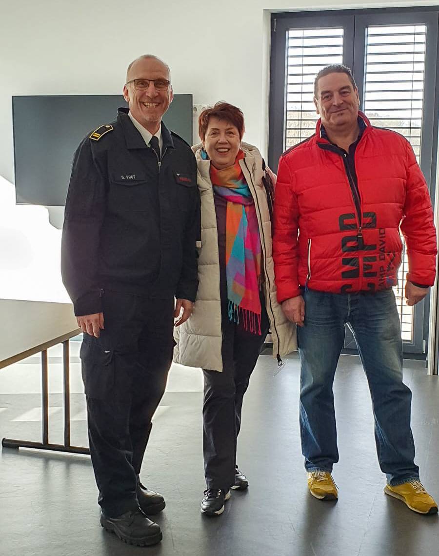 Feuerwehrchef Guido Vogt und die SPD-Co-Vorsitzenden