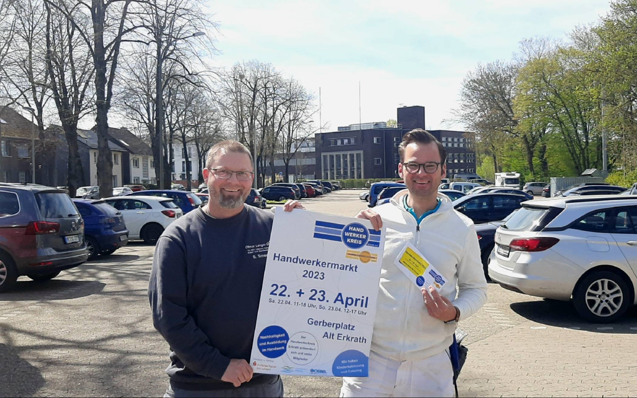 Stefan Smeets (li.) und Axel Nölling vom Vorstandsteam des Handwerkerkreises Erkrath freuen sich auf den Handwerkermarkt an diesem Wochenende.