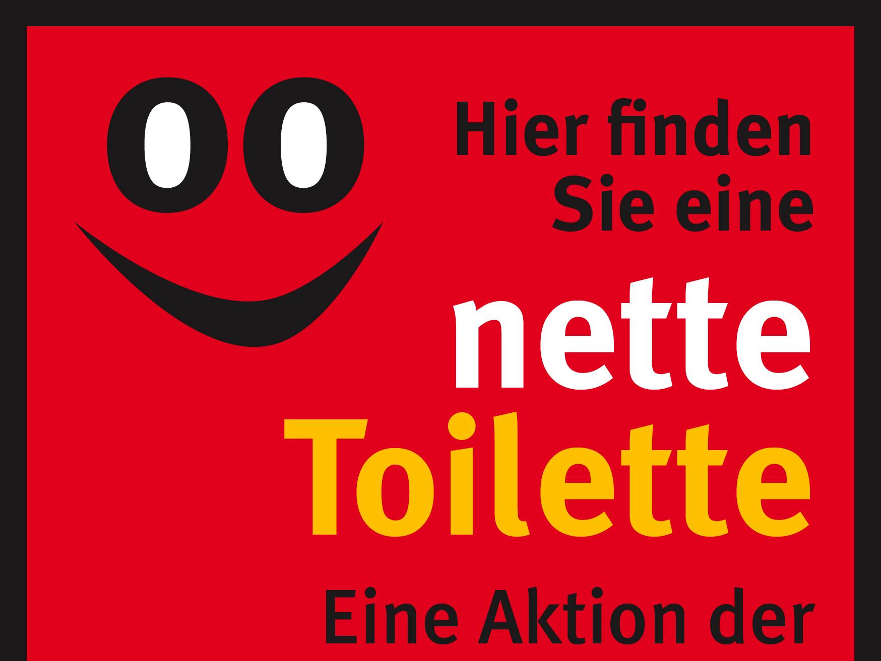  Teilnehmende Betriebe der Aktion „Nette Toilette“ in Erkrath kennzeichnen ihre Räumlichkeiten mit einem roten Aufkleber.  