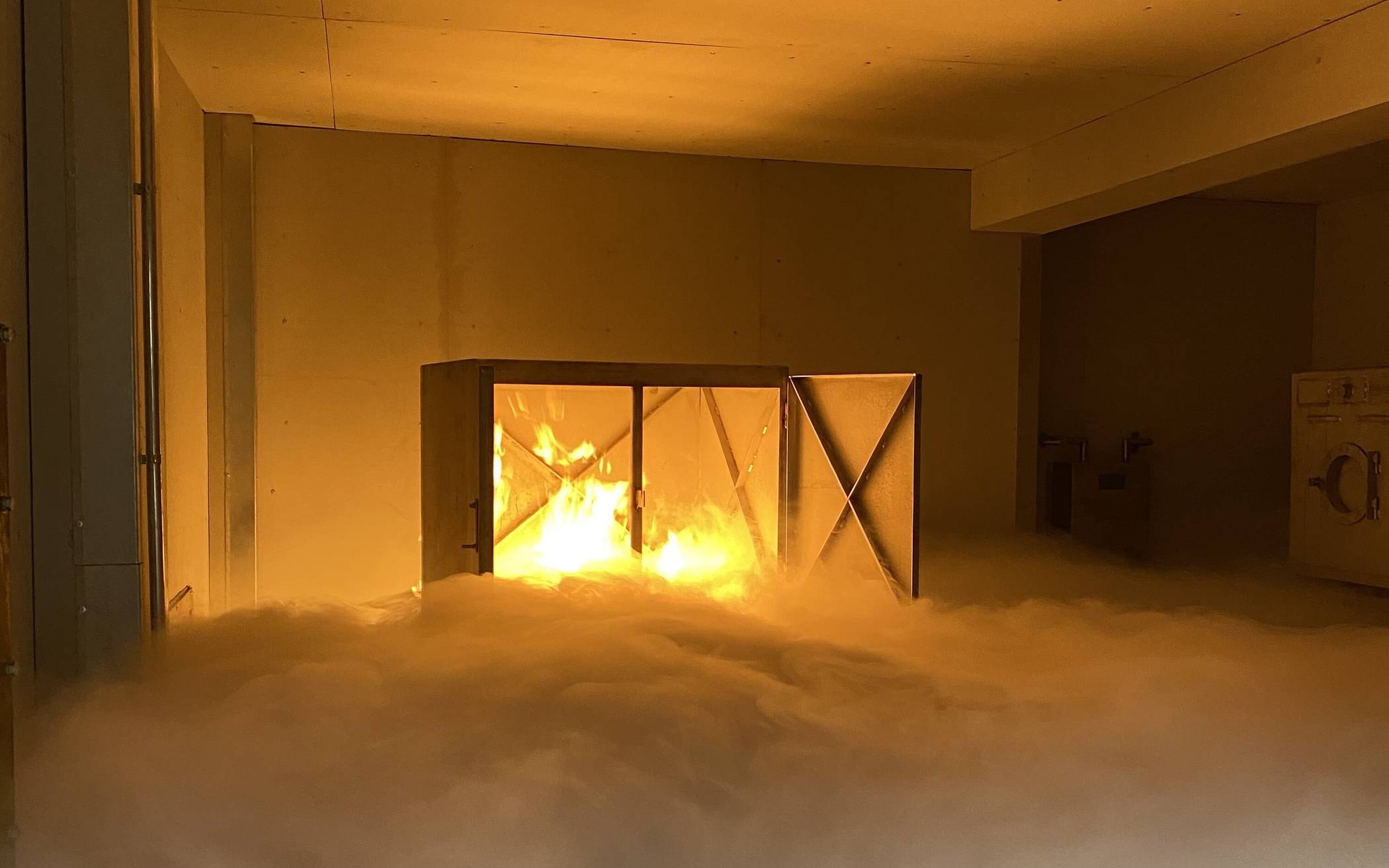 Blick in die Brandsimulationsanlage.