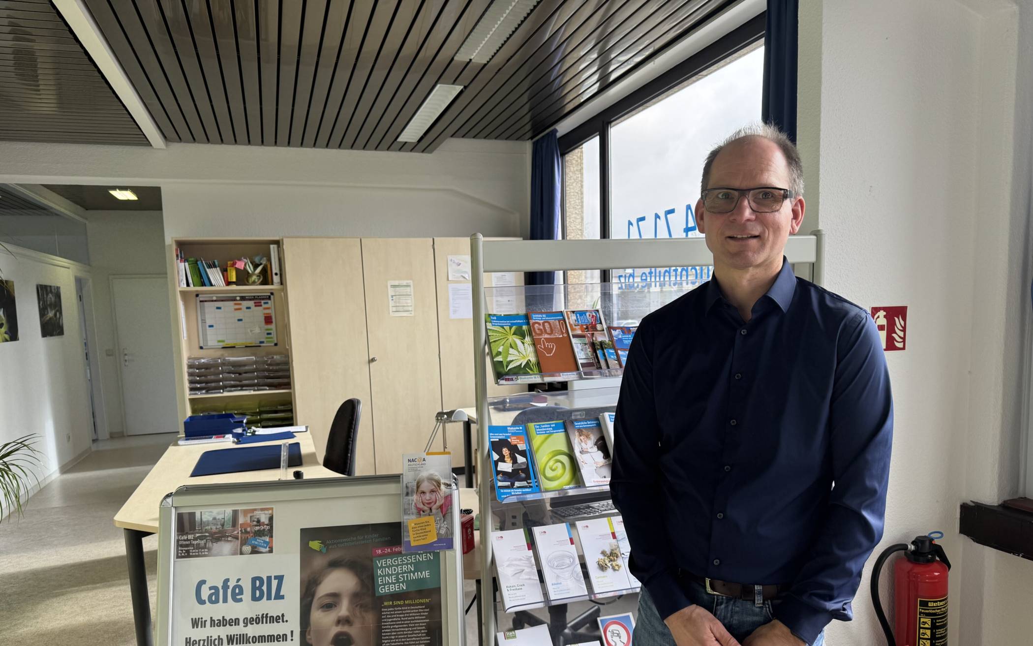 Norman Raulf, Leiter der Suchthilfe BIZ der Diakonie im Kirchenkreis Düsseldorf-Mettman in Hochdahl, im Gespräch mit dem Lokal Anzeiger Erkrath. 