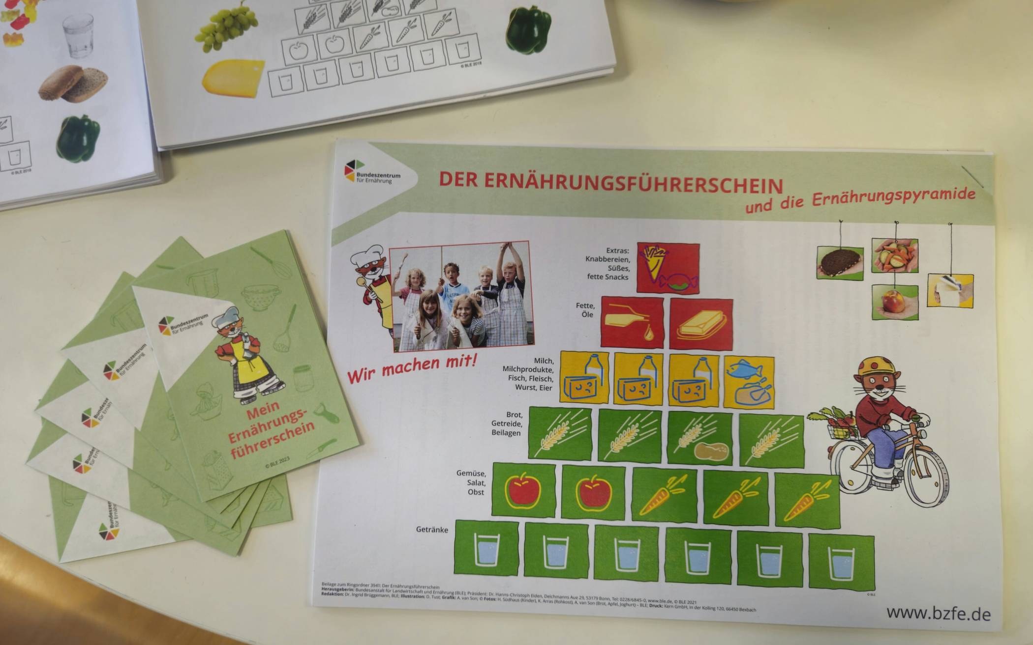 Familie Durstig und Familie Frisch und Frau Schleck zu Besuch im Klassenzimmer