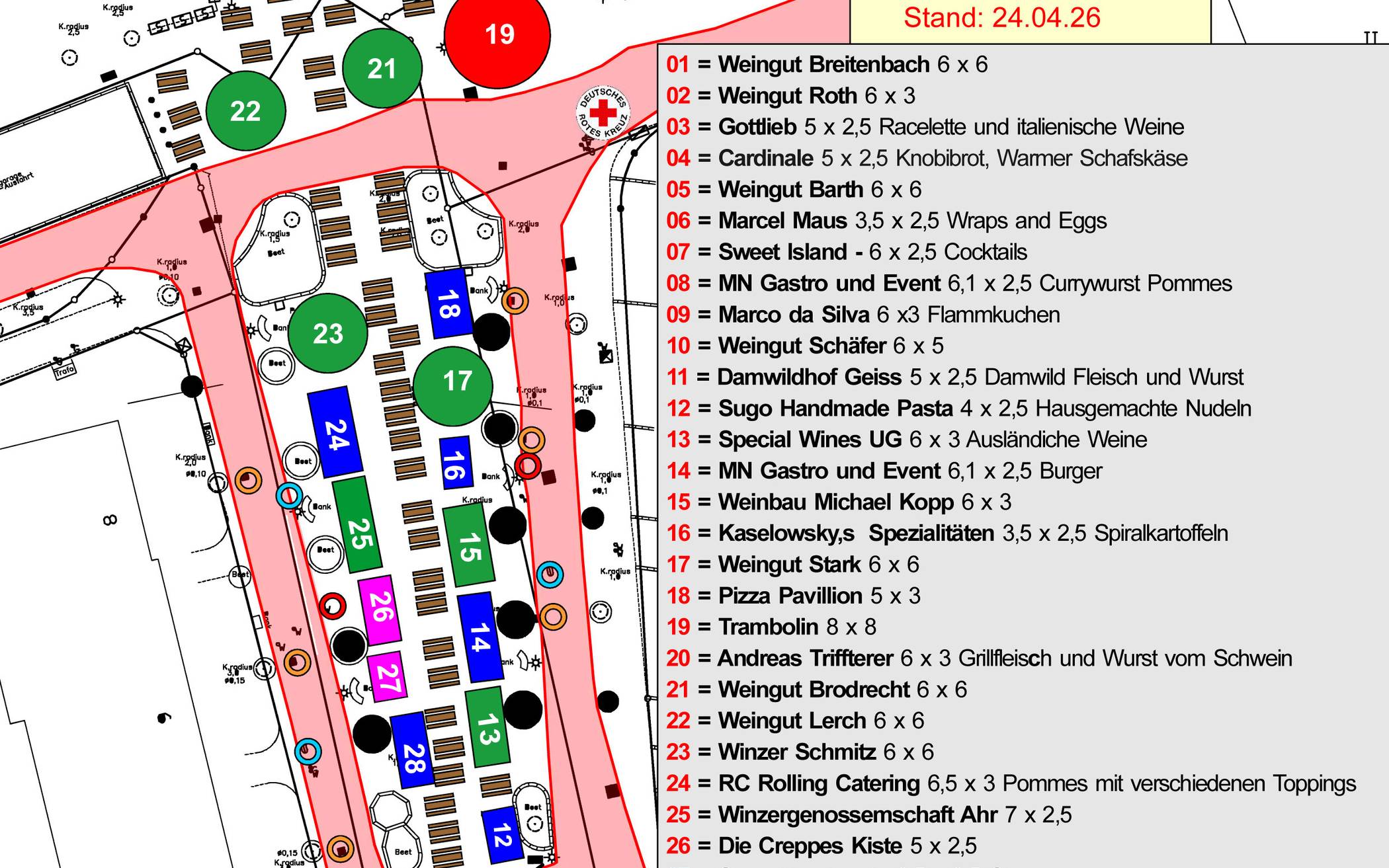  Der Standplan zum Erkrather Weinfest. 