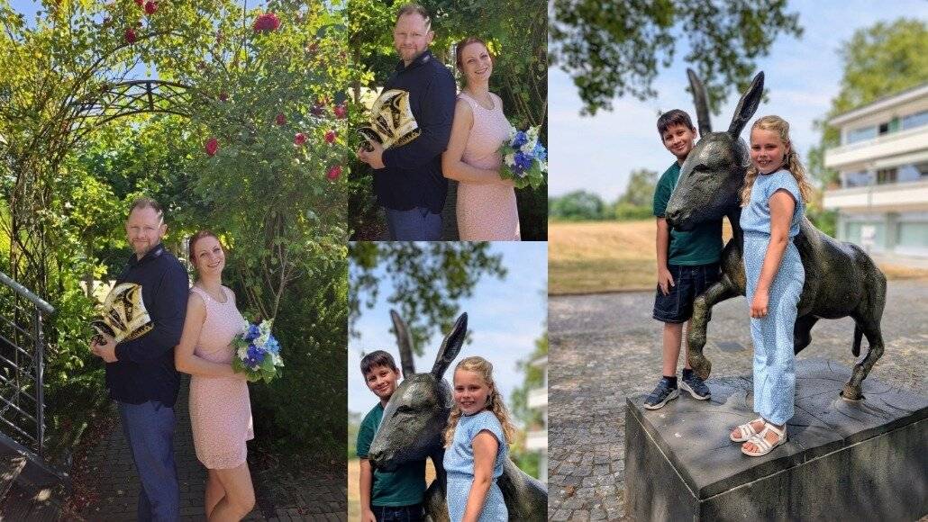  Das Pinzenpaar Henrik I. (Wiskandt) und Svenja I. (Kaldenhoven) sowie das Kinderprinzenpaar Henry I. (Spraggs) und Finia I. (Schultz). 