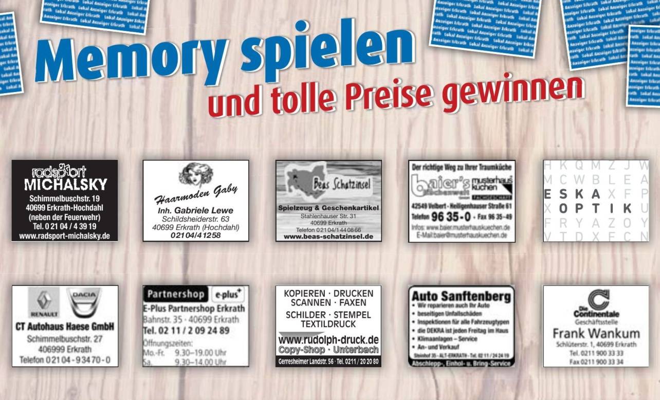 Memory-Gewinnspiel: Diese Woche in Ihrem Lokal Anzeiger