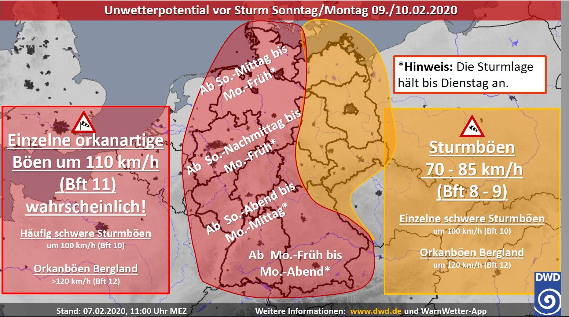 Sturmwarnung Orkantief Sabine.