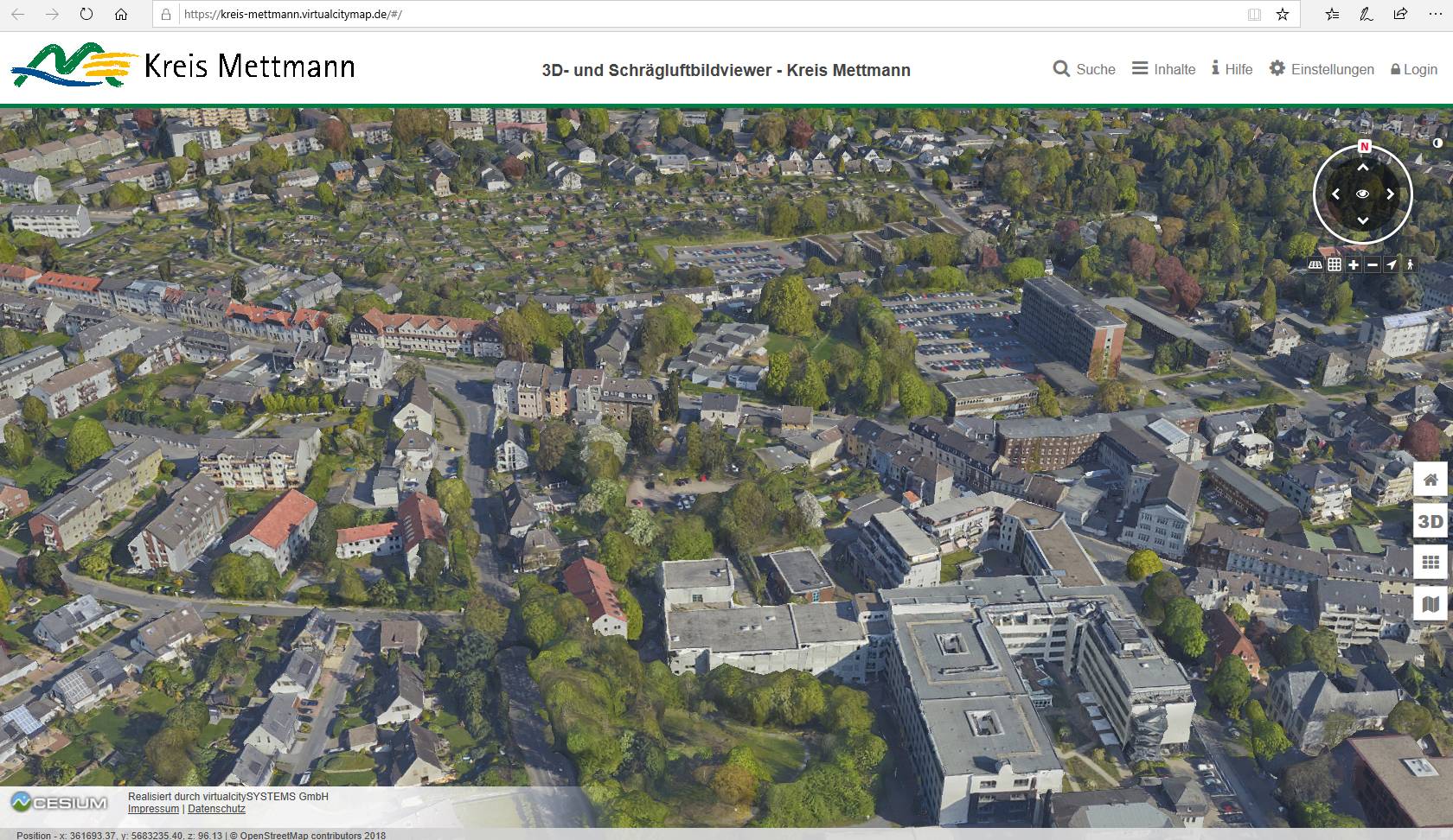 Luftbildaufnahmen auf der Homepage online einsehbar: Der Kreis aus der Vogelperspektive in 3D
