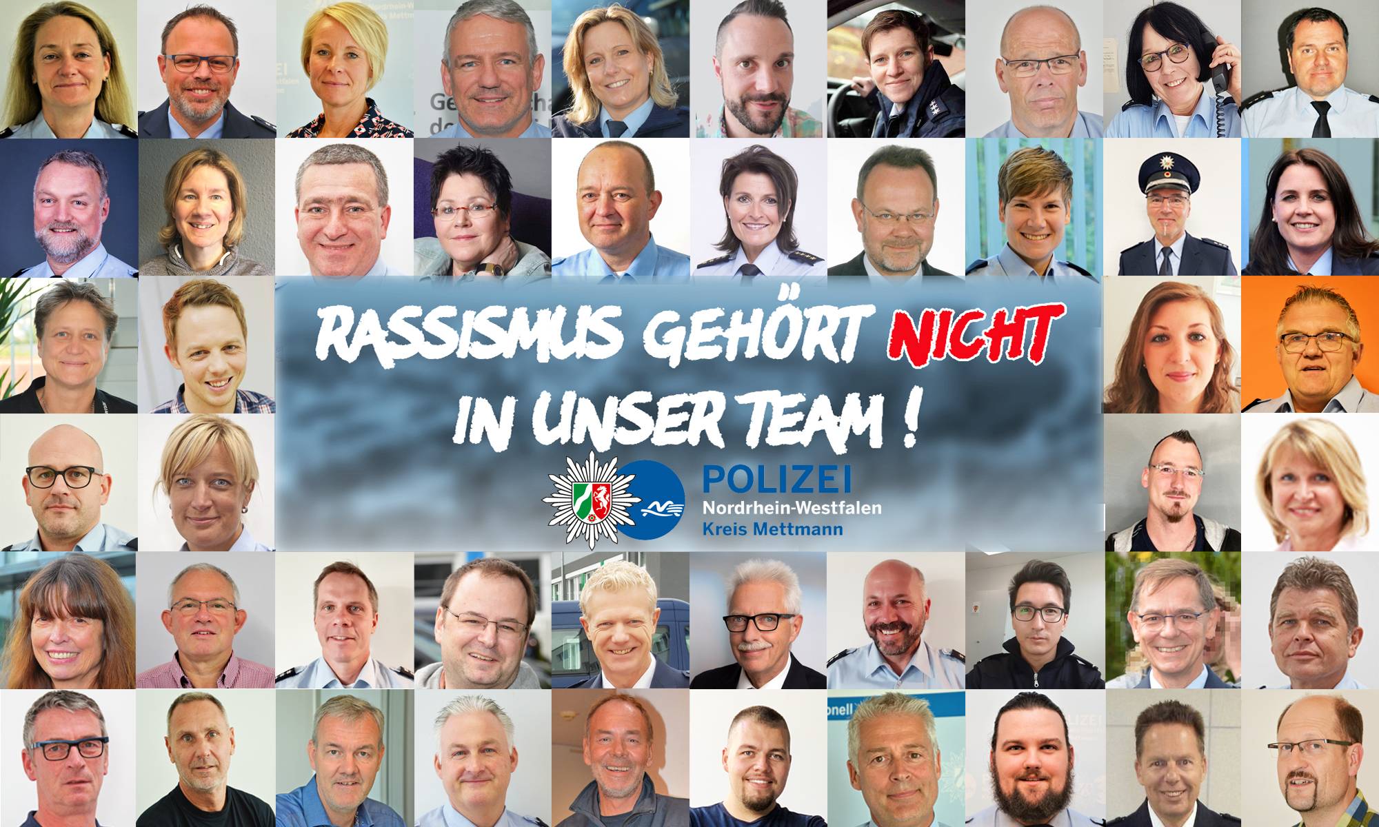  "Rassismus gehört nicht in unser Team" lautet die Botschaft der Kreispolizeibehörde Mettmann. 