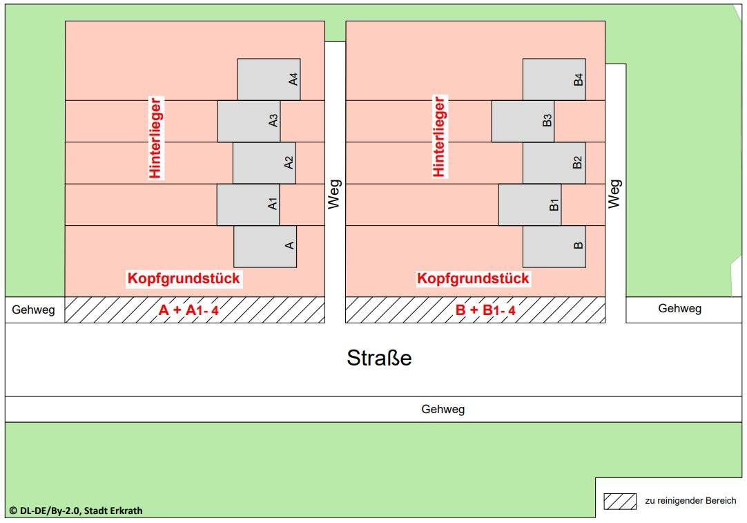  Ab 2021 werden neben Kopfgrundstücken auch dahinterliegende Grundstücke zur Reinigungs- bzw. Winterdienstpflicht im Sommer bzw. Winter herangezogen. 