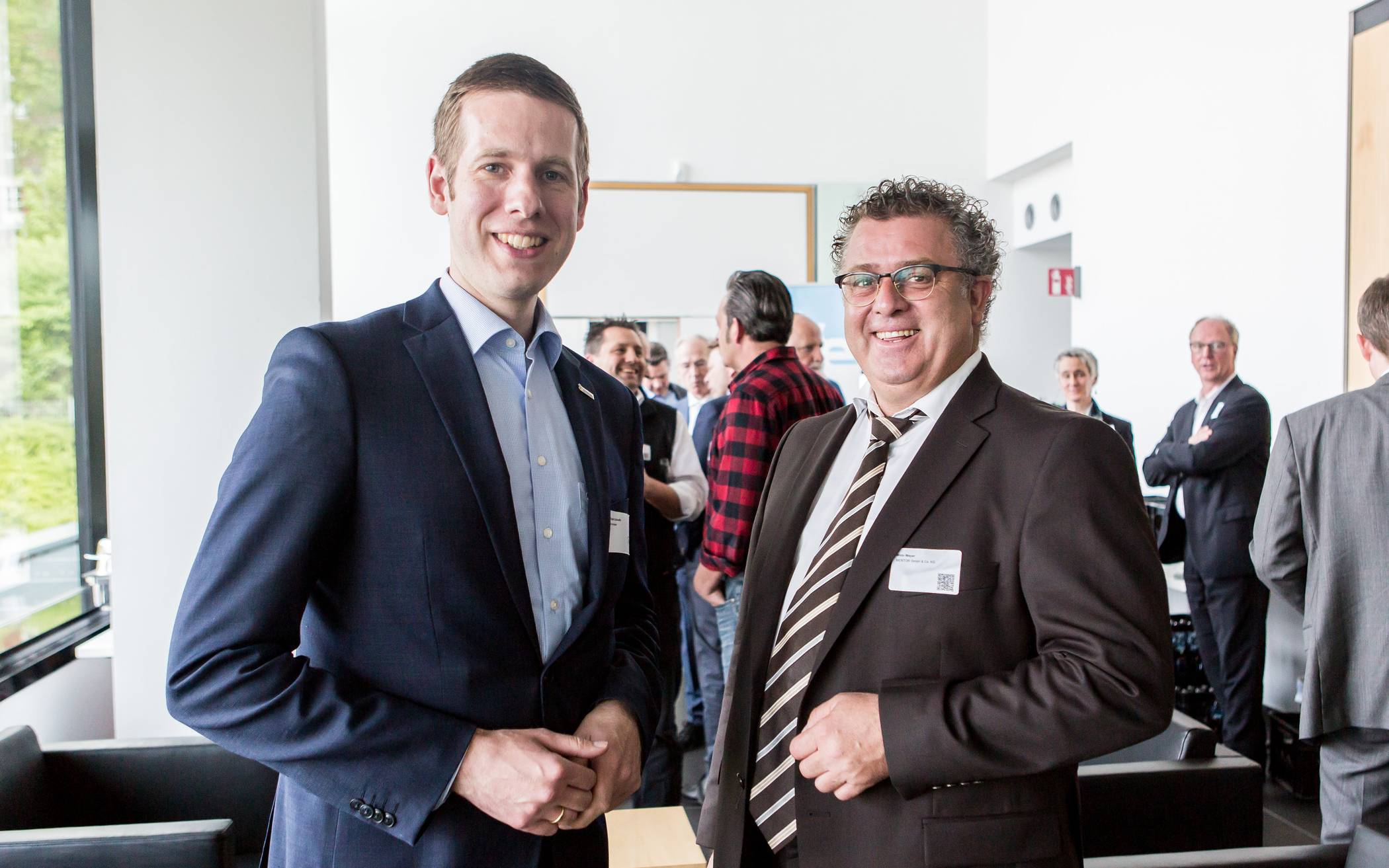  Bürgermeister Christoph Schultz und Wido Weyer (Vorsitzender des Wirtschaftskreises Erkrath) 2018 bei einer Informationsveranstaltung. 